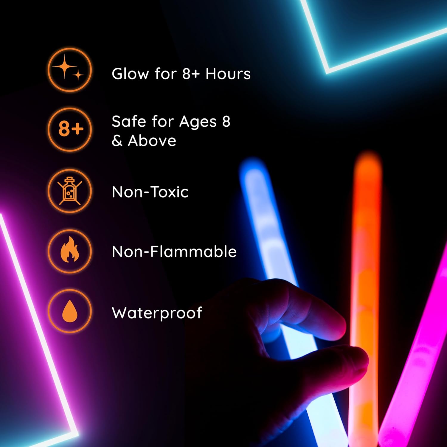 Glow Fever Bulk 50ct 4 Glow In The Dark Sticks, For Kids Party Supplies Birthday Party Favors Halloween Accessory Game Prizes or Treats, Multi